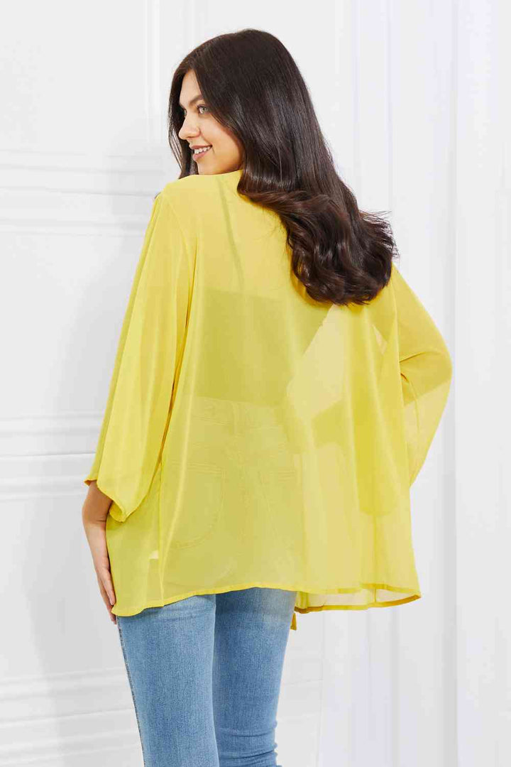 Melody Just Breathe Full Size Chiffon Kimono in Yellow Trendsi