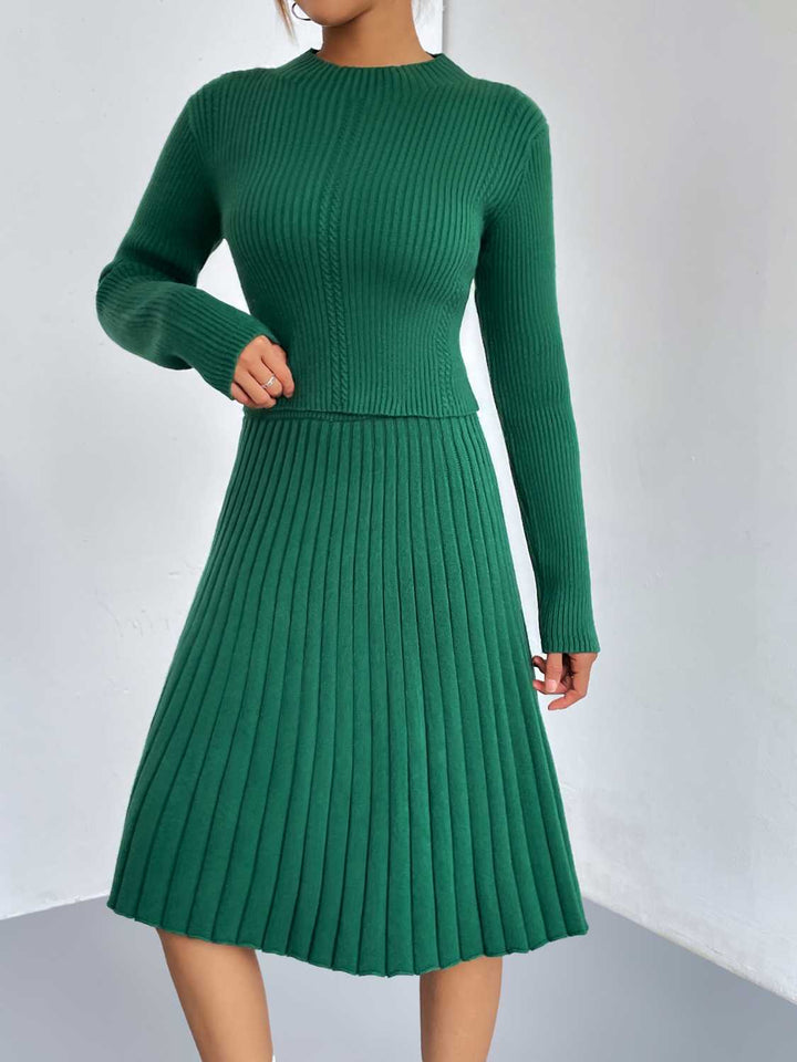 Rib-Knit Sweater and Skirt Set - Super Amazing Store