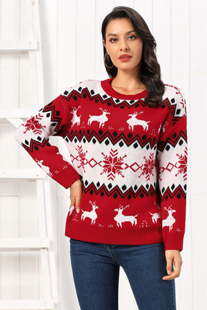 Reindeer Round Neck Sweater - Super Amazing Store