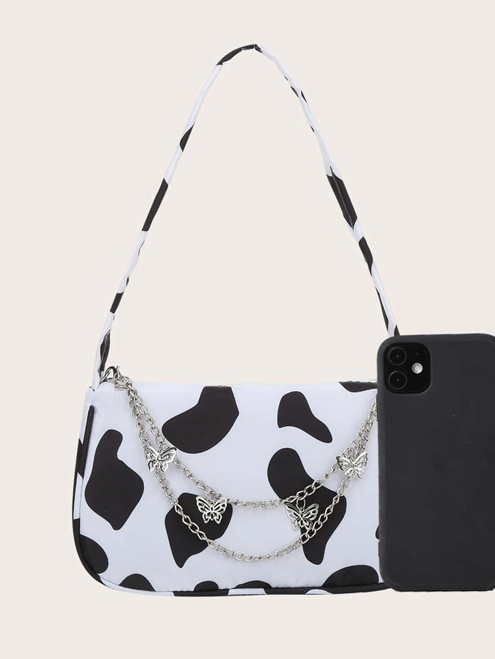 Cow Print Butterfly Charm Shoulder Bag - Super Amazing Store