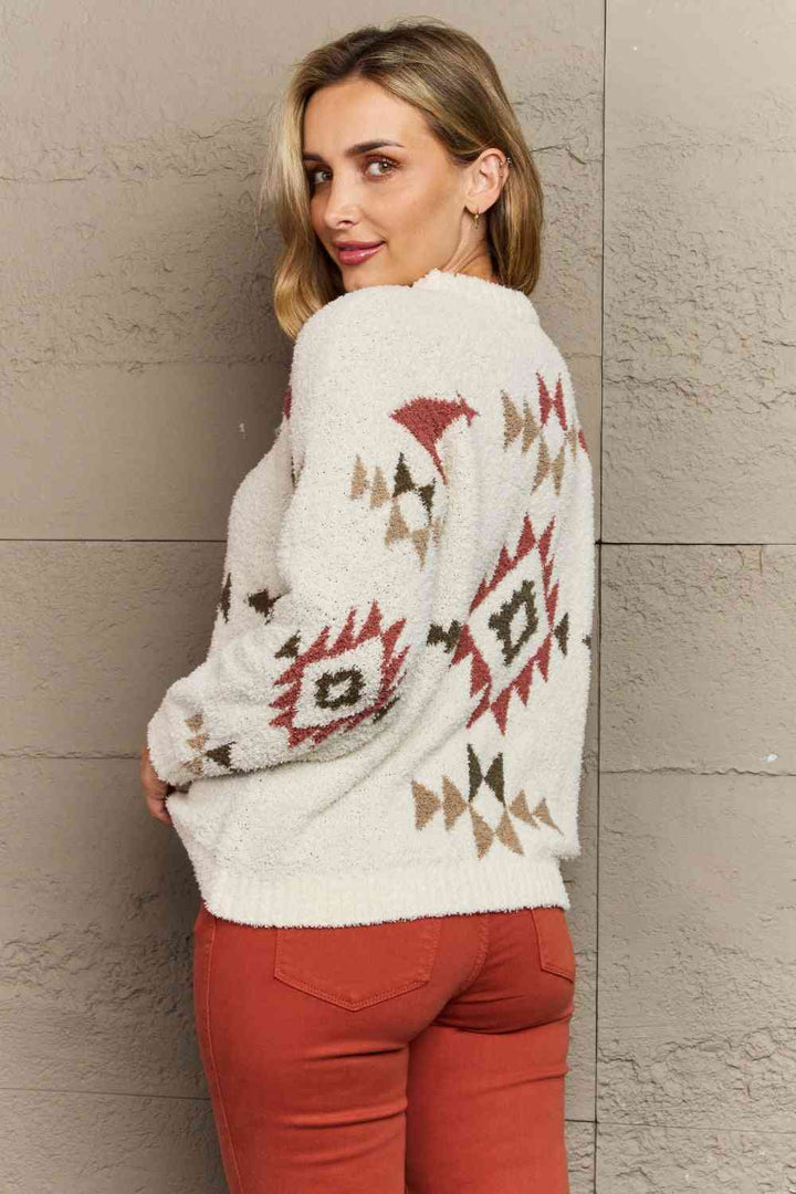 HEYSON Cozy Sunday Aztec Fuzzy Sweater Trendsi