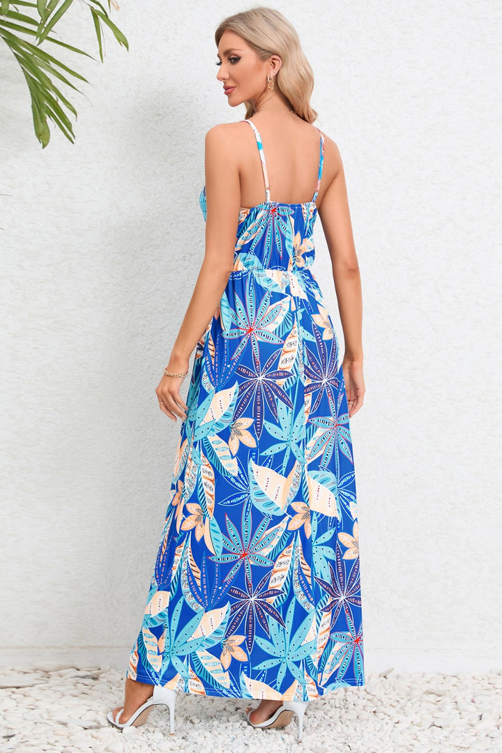 Printed Surplice Maxi Cami Dress Trendsi