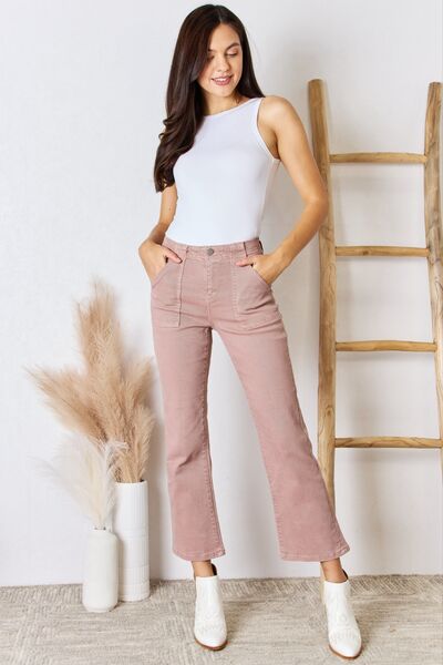 RISEN Full Size High Rise Ankle Flare Jeans Trendsi