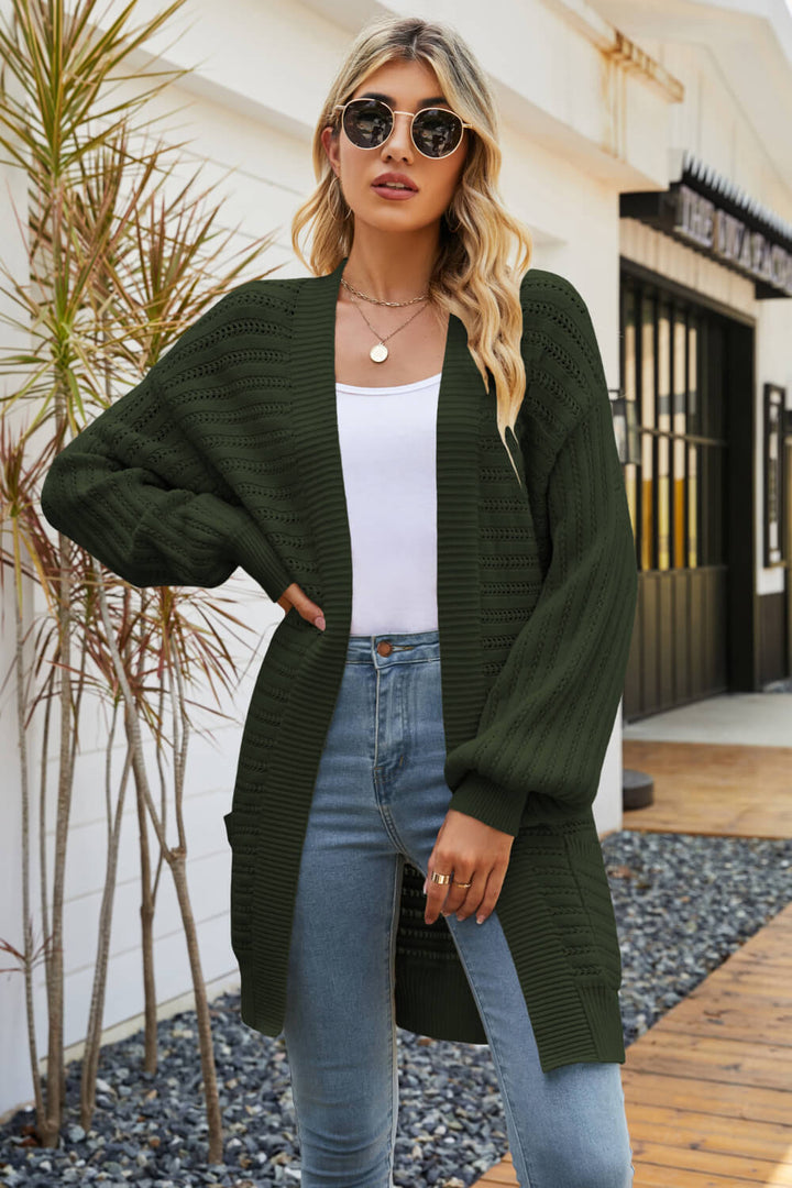 Open Front Dropped Shoulder Cardigan Trendsi