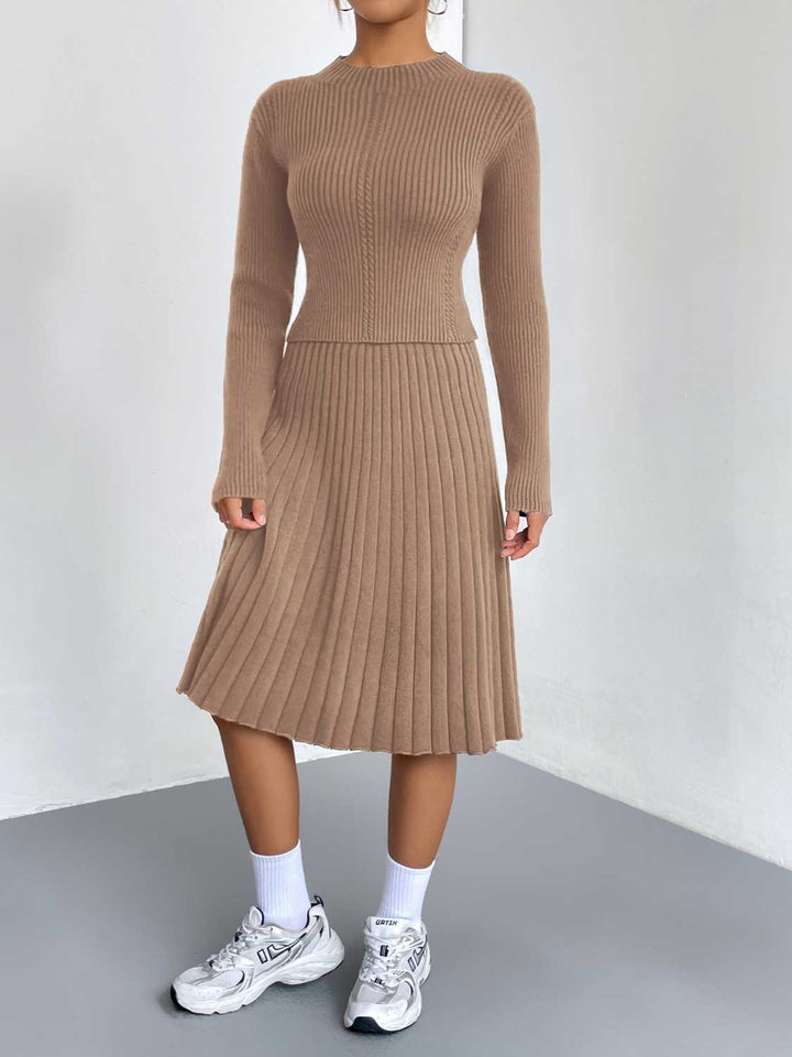 Rib-Knit Sweater and Skirt Set - Super Amazing Store