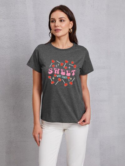 SWEET ON YOU Round Neck Short Sleeve T-Shirt Trendsi