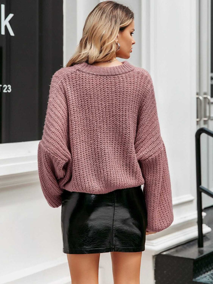 Round Neck Long Sleeve Sweater - Super Amazing Store