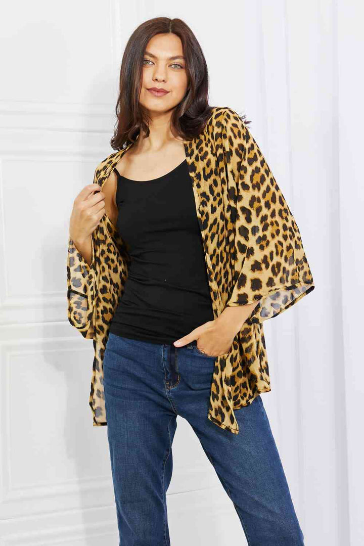 Melody Wild Muse Full Size Animal Print Kimono in Brown Trendsi