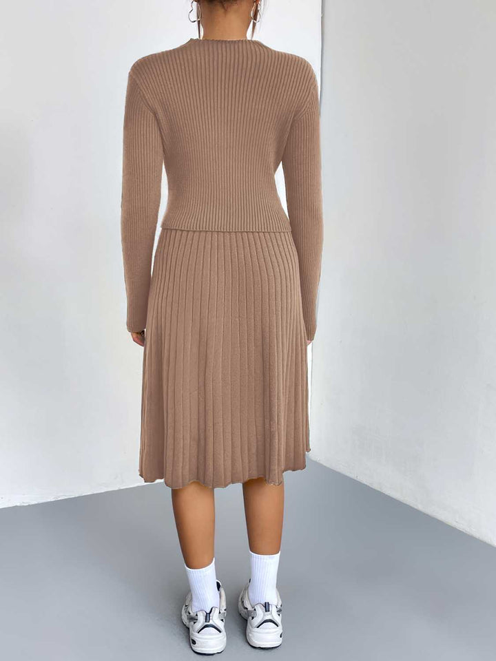 Rib-Knit Sweater and Skirt Set - Super Amazing Store