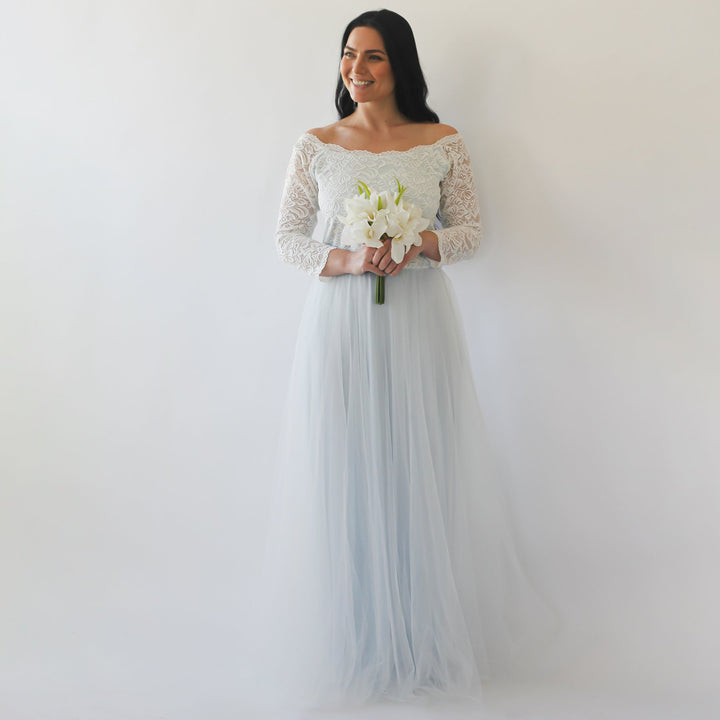 Curvy  Off-Shoulder Two Colors Wedding Dress #1134 - Super Amazing Store