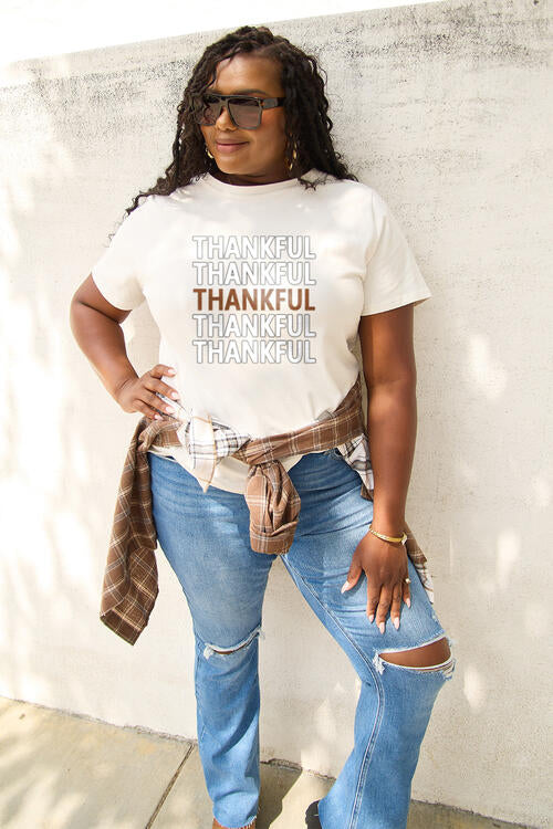 Simply Love Full Size THANKFUL Short Sleeve T-Shirt Trendsi