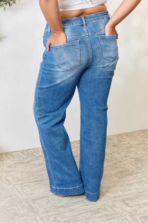 RISEN Full Size High Waist Straight Jeans Trendsi