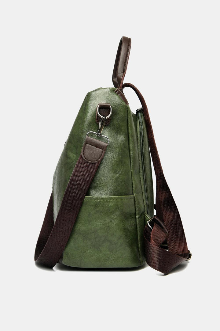 Contrast Color PU Leather Backpack - Super Amazing Store