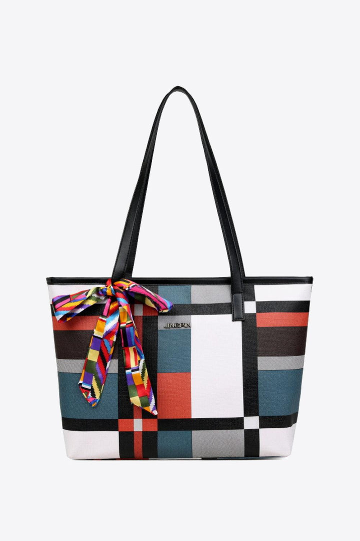 Baeful Color Block Tie Detail PU Leather Tote Bag - Super Amazing Store