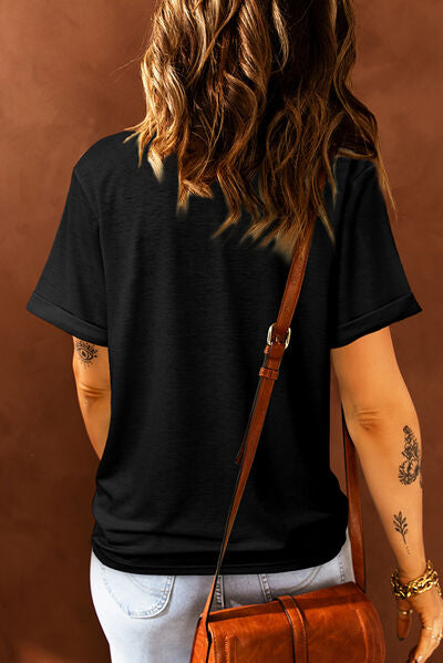 Heart Round Neck Short Sleeve T-Shirt Trendsi