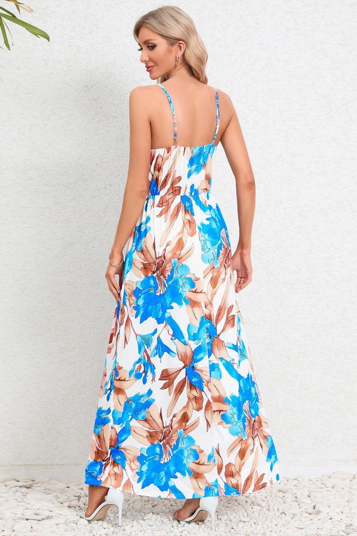 Printed Surplice Maxi Cami Dress Trendsi