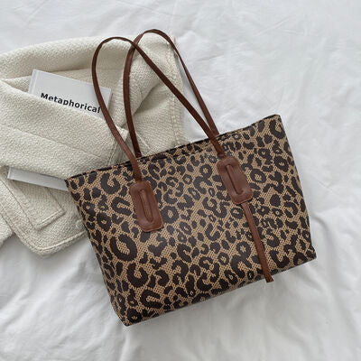 PU Leather Leopard Tote Bag Trendsi