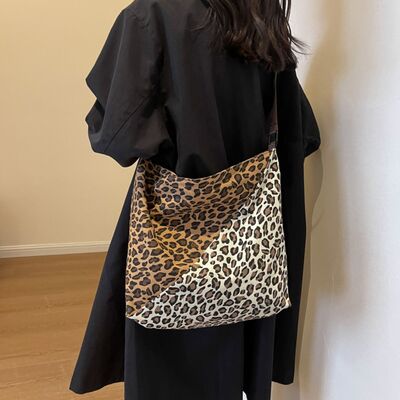 Leopard Contrast Adjustable Strap Shoulder Bag Trendsi