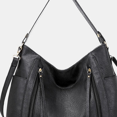 Textured PU Leather Tote Bag Trendsi