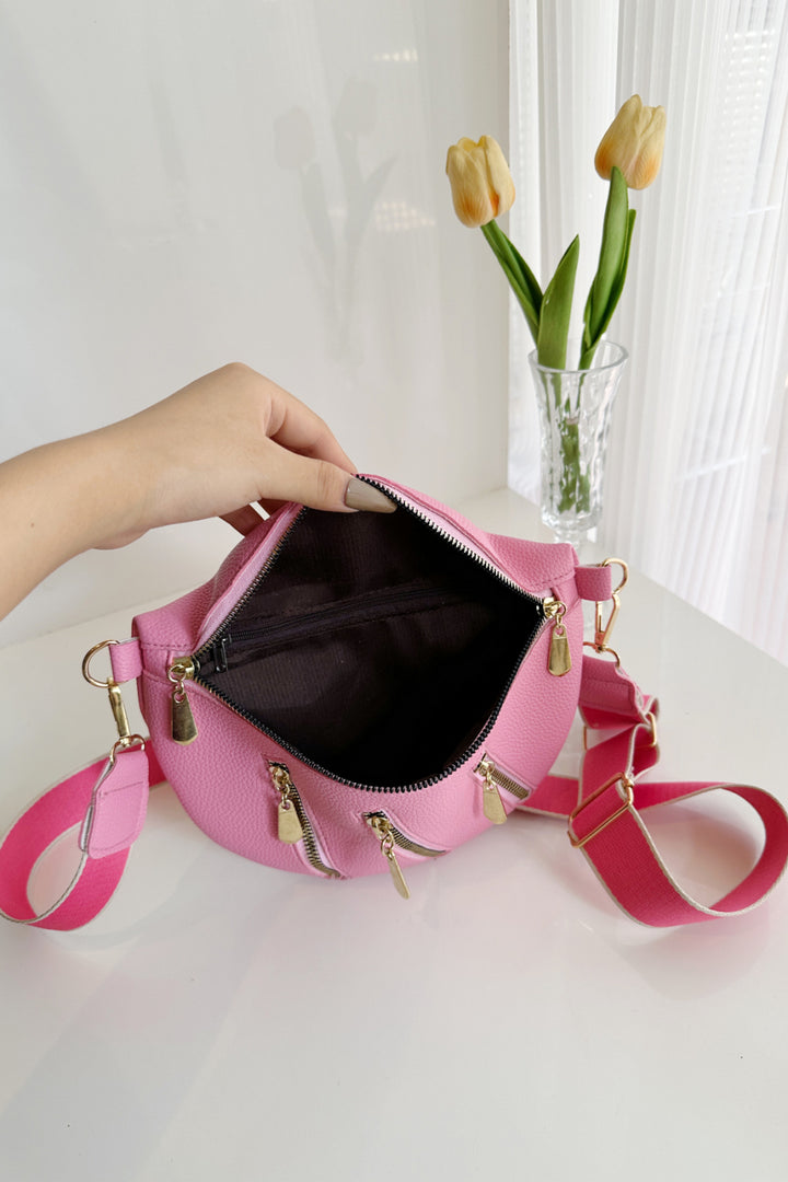 PU Leather Multi Zipper Shoulder Bag Trendsi