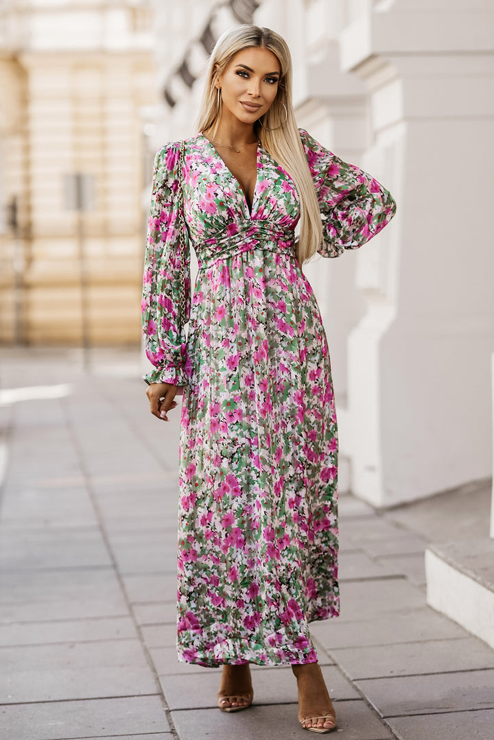 Floral Deep V Maxi Dress Trendsi