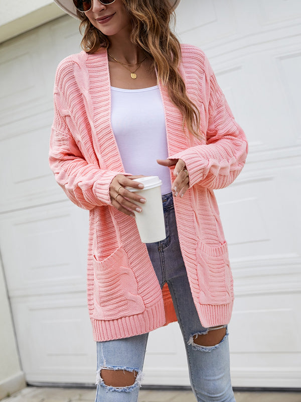 Open Front Dropped Shoulder Longline Cardigan Trendsi