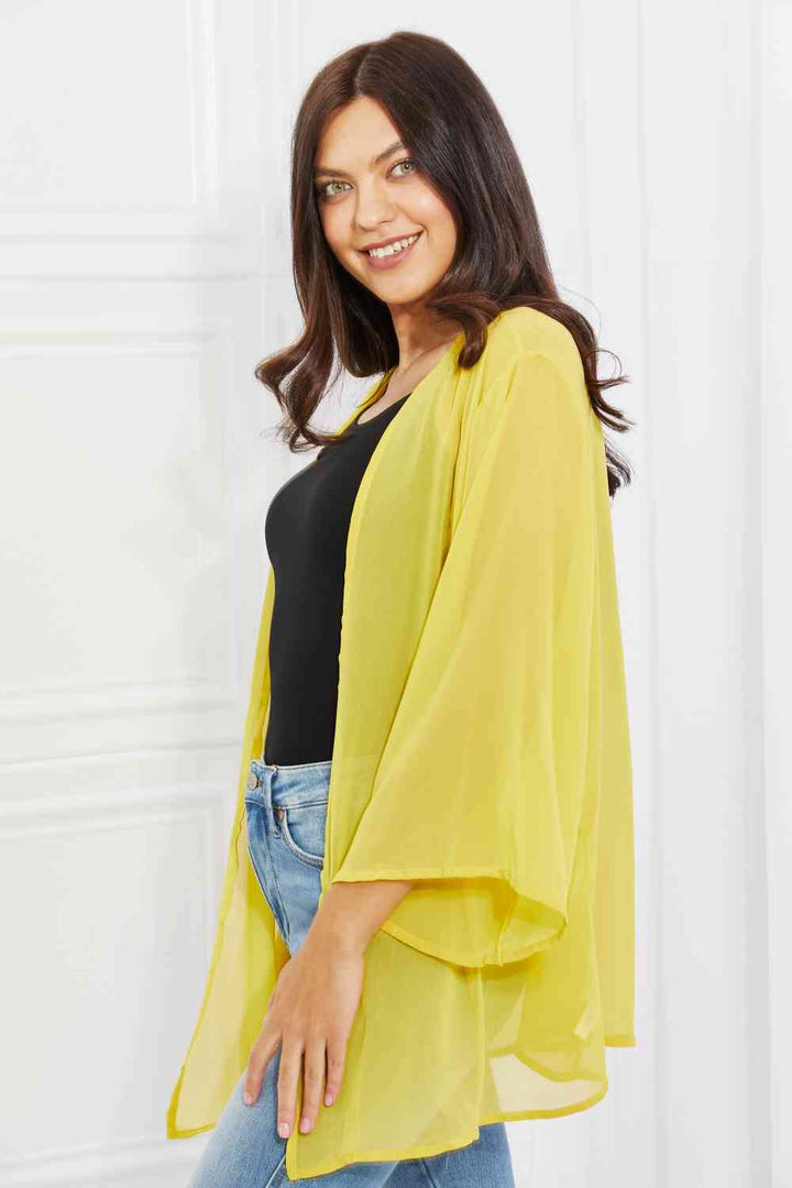 Melody Just Breathe Full Size Chiffon Kimono in Yellow Trendsi