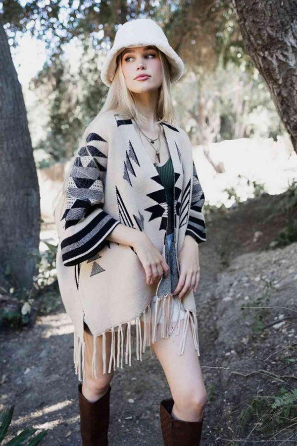 Leto Muir Woods Geometric Print Cardigan Trendsi