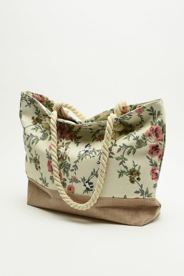 Justin Taylor Floral Rope Handle Tote - Super Amazing Store