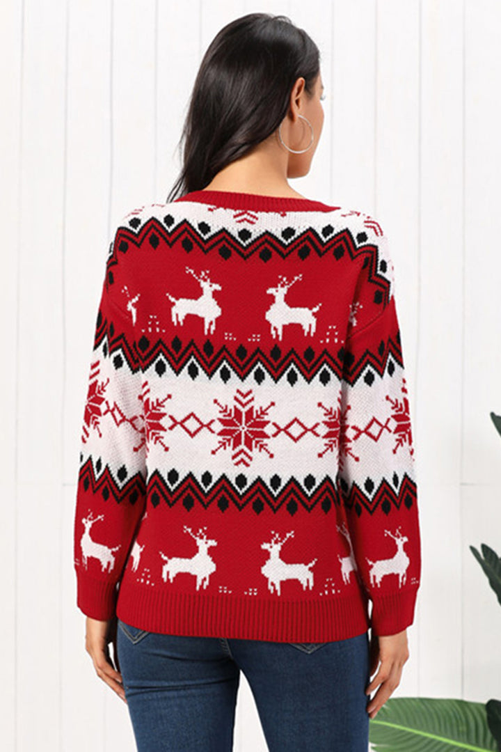 Reindeer Round Neck Sweater - Super Amazing Store