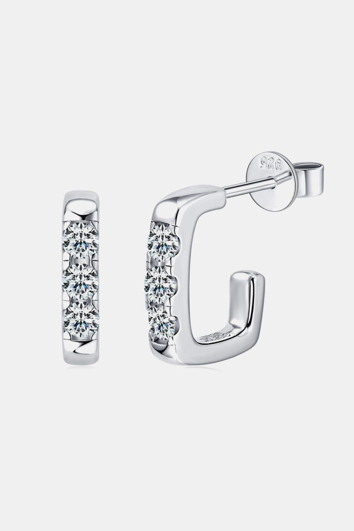 Moissanite 925 Sterling Silver Geometrical Huggie Earrings - Super Amazing Store