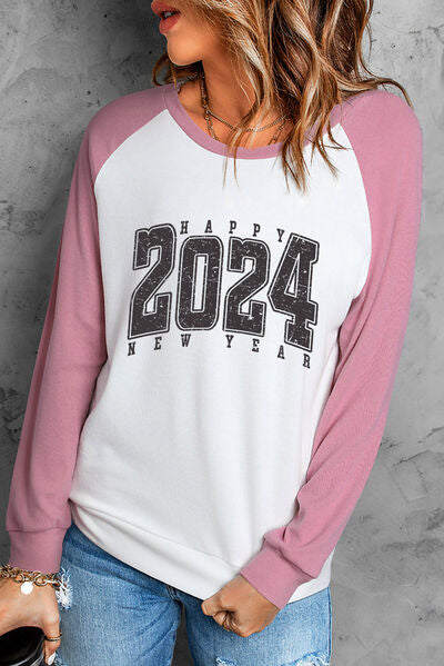 Letter Graphic Long Sleeve Round Neck T-Shirt Trendsi