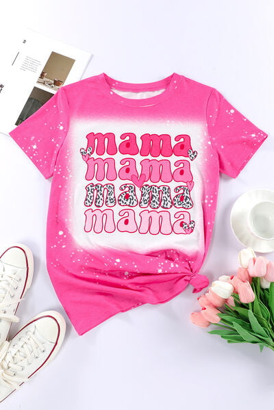 MAMA Round Neck Short Sleeve T-Shirt Trendsi