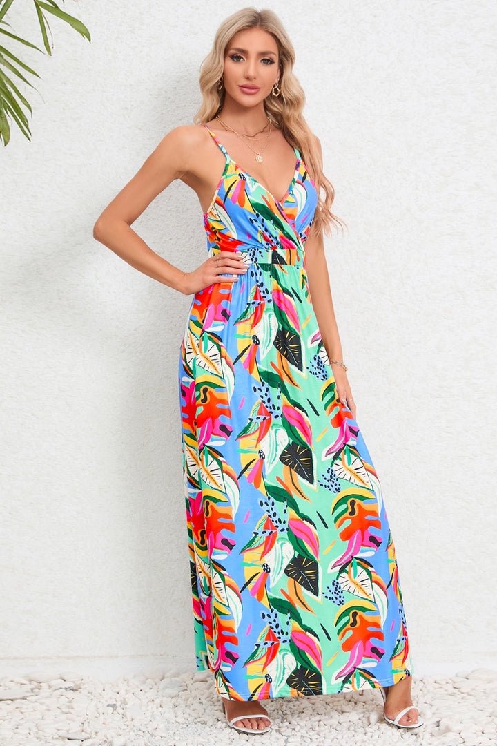 Printed Surplice Maxi Cami Dress Trendsi