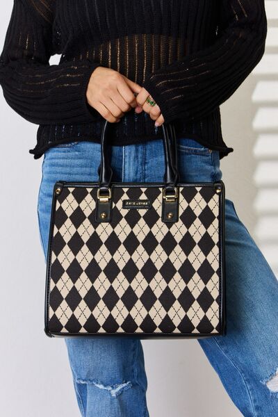 David Jones Argyle Pattern PU Leather Handbag Trendsi