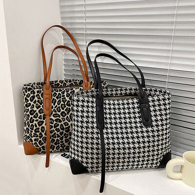 PU Leather Printed Medium Tote Bag Trendsi