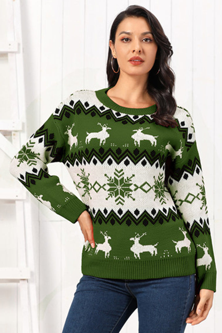 Reindeer Round Neck Sweater - Super Amazing Store