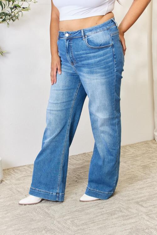 RISEN Full Size High Waist Straight Jeans Trendsi