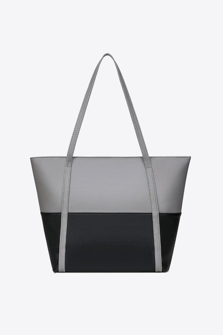 Two-Tone PU Leather Tote Bag - Super Amazing Store