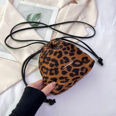 Drawstring Leopard Crossbody Bag Trendsi