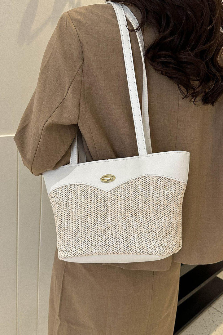 Two-Tone Straw PU Tote Bag - Super Amazing Store