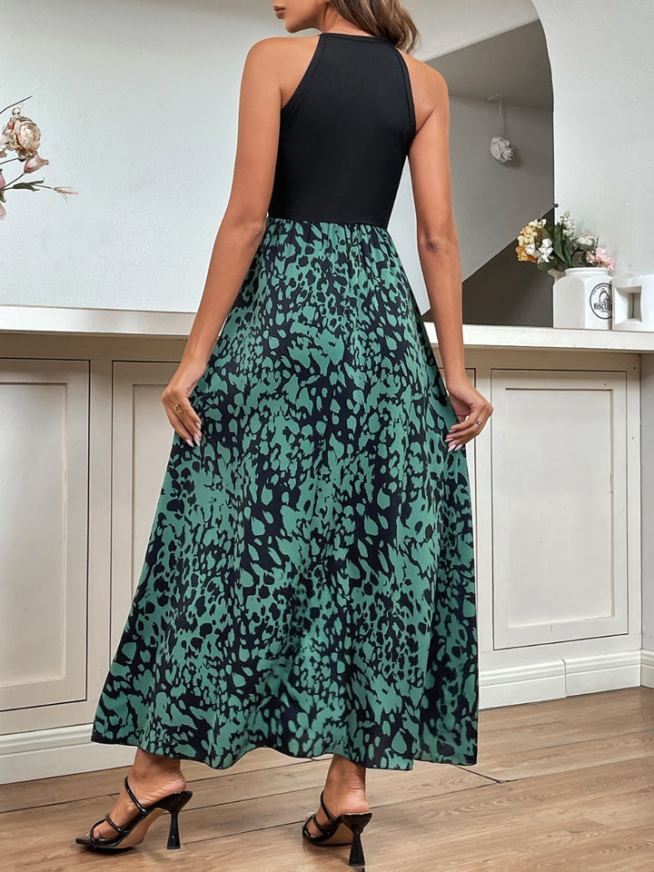 Printed Grecian Neck Midi Dress Trendsi