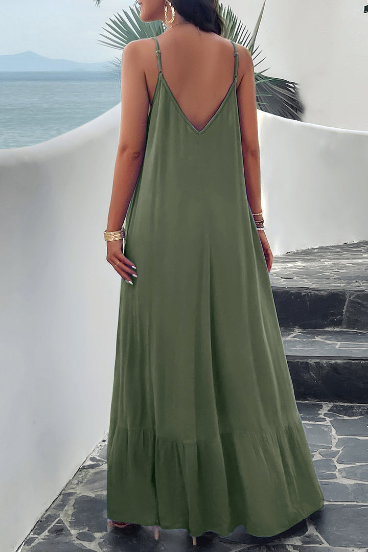 Backless Maxi Cami Dress with Pockets Trendsi