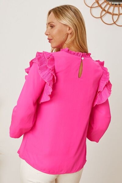 Frill Ruffled Three-Quarter Sleeve Blouse Trendsi