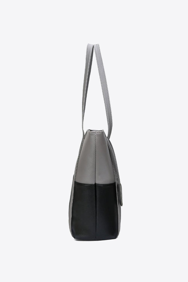 Two-Tone PU Leather Tote Bag - Super Amazing Store