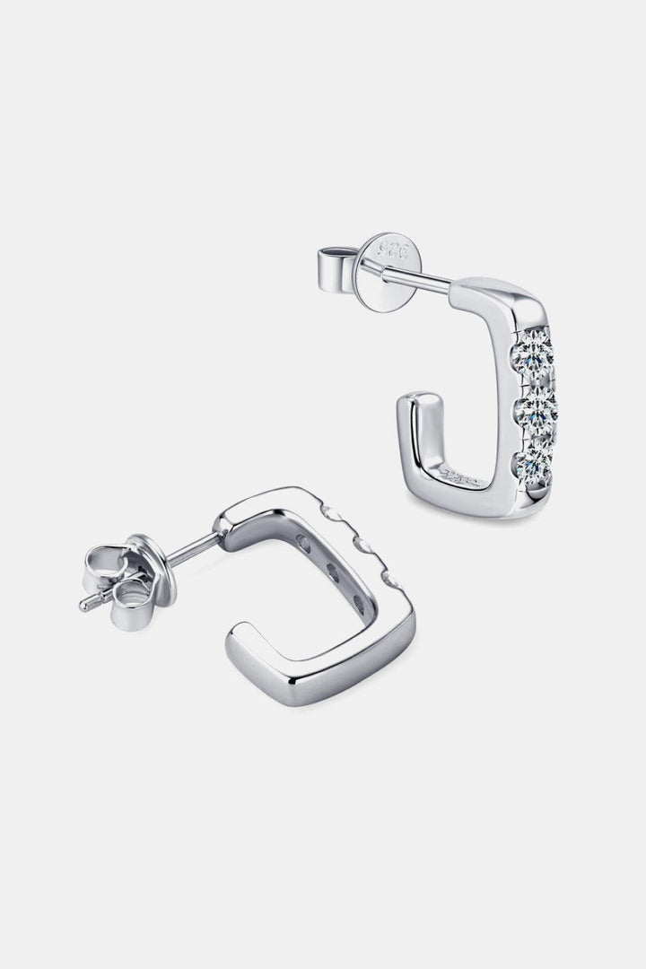 Moissanite 925 Sterling Silver Geometrical Huggie Earrings - Super Amazing Store