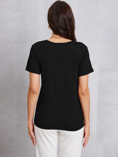 LOVE V-Neck Short Sleeve T-Shirt Trendsi