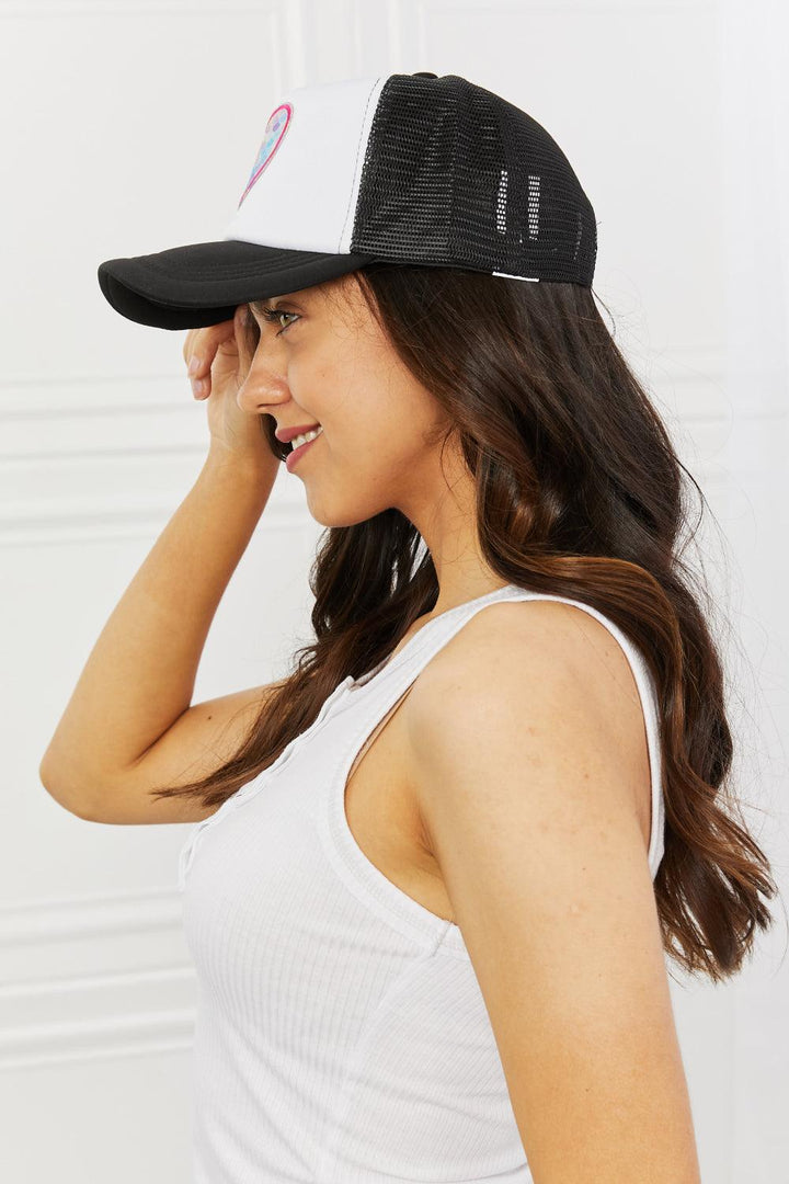 Fame Falling For You Trucker Hat in Black - Super Amazing Store