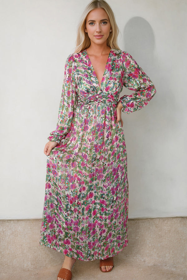 Floral Deep V Maxi Dress Trendsi