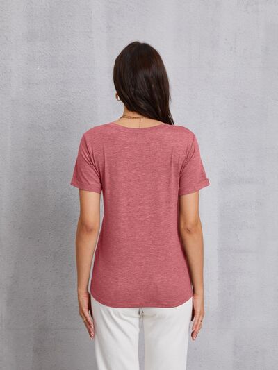 LOVE V-Neck Short Sleeve T-Shirt Trendsi